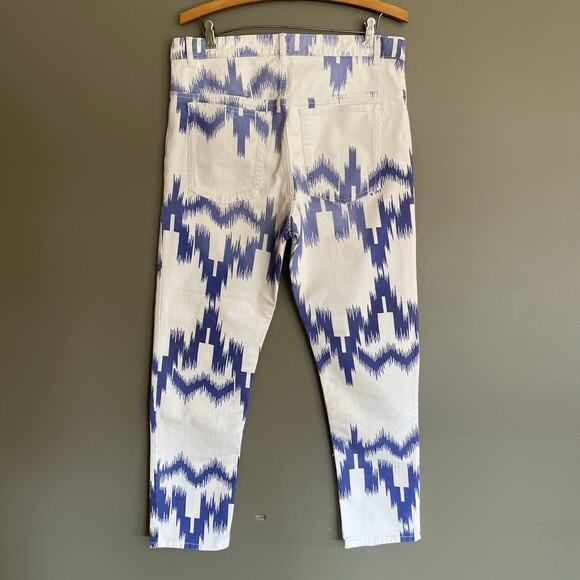 Isabel Marant Etoile Lanea Jeans Size Medium White Blue Western Aztec High Rise - Picture 13 of 16